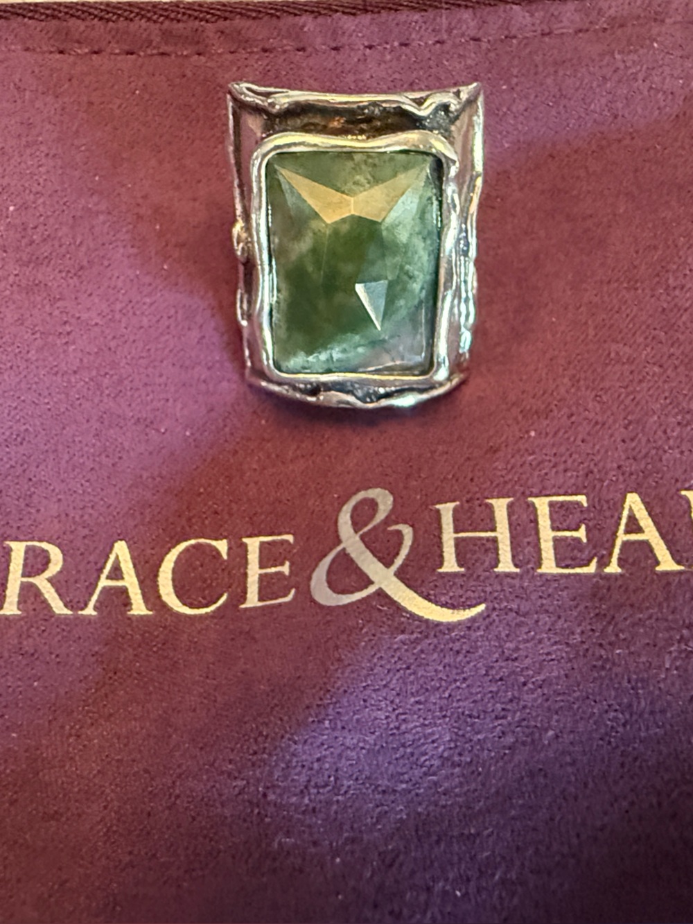 Grace & Heart Fantasia Green Moss Agate Sterling Silver Ring Size 7 RETIRED